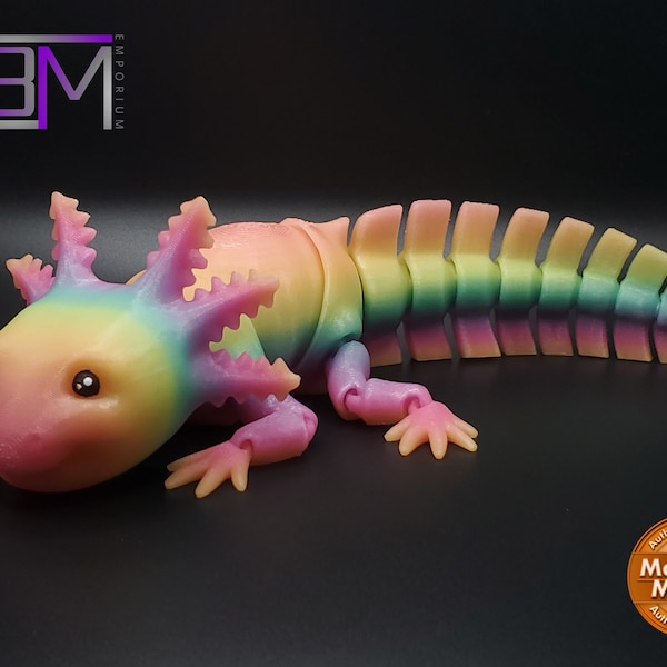 Glow in the Dark Axolotl Articulated 3D Printed Fidget Toy