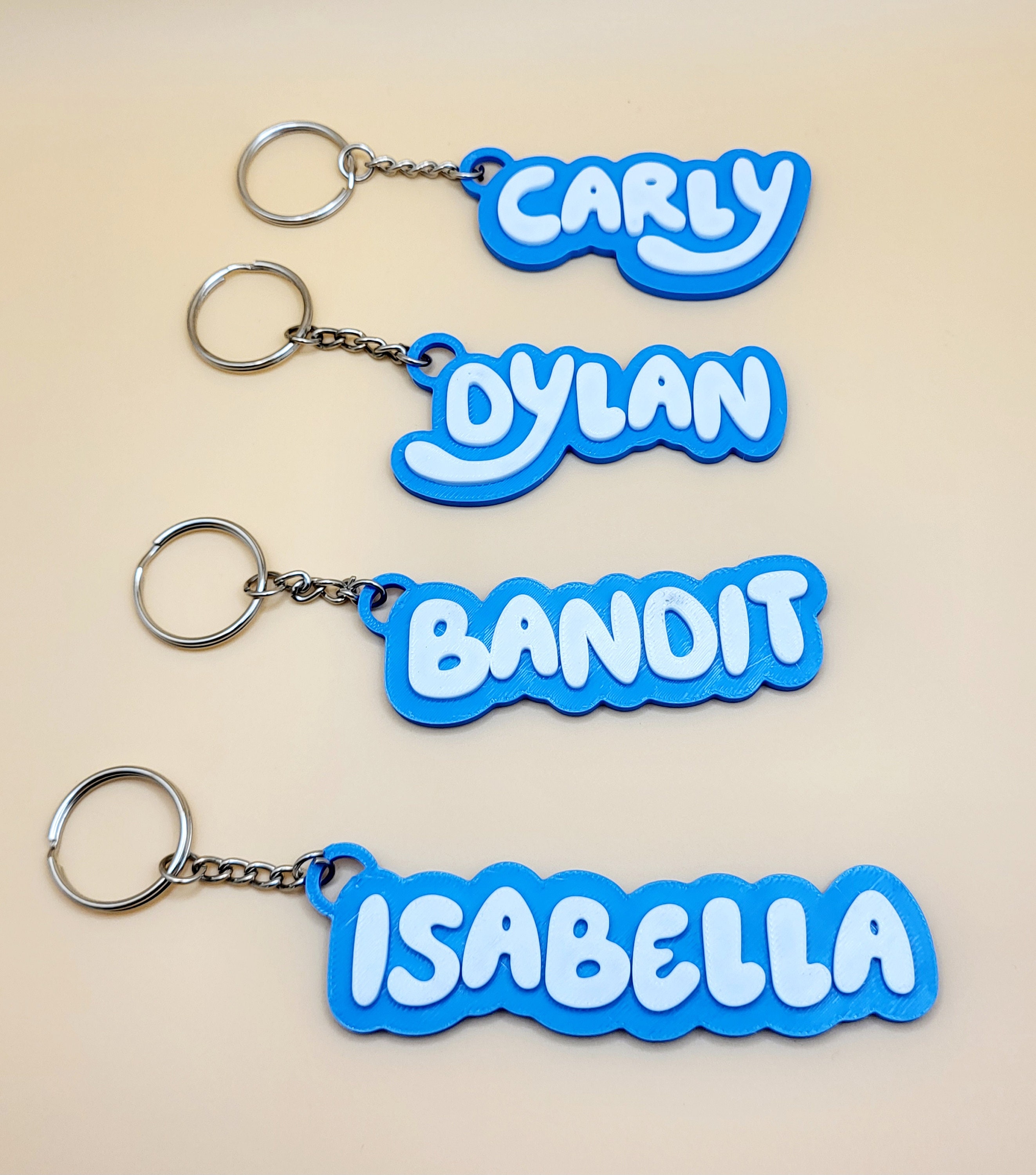 Bluey Inspired Nametag Keychain - Diaper Bag Keyring | Personalized ...