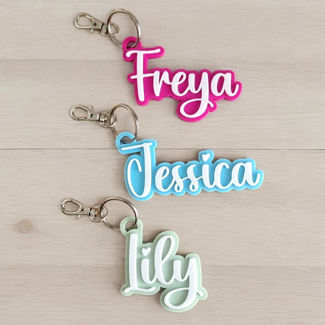 Personalized Name Keychain, Kids Backpack Tag, Water bottle name keychain, Diaper Bag Keychain, Kids Luggage Tag, Lunchbox Name Tag