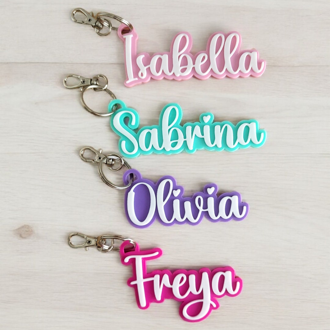 Personalized Name Keychain, Kids Backpack Tag, Water bottle name keychain, Diaper Bag Keychain, Kids Luggage Tag, Lunchbox Name Tag
