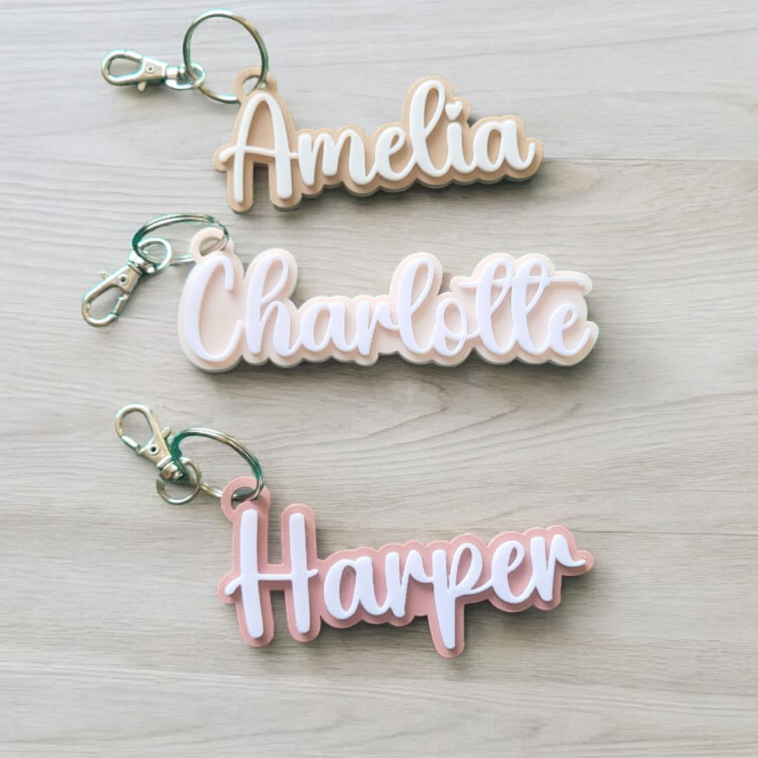 Personalized Name Keychain, Kids Backpack Tag, Water bottle name keychain, Diaper Bag Keychain, Kids Luggage Tag, Lunchbox Name Tag