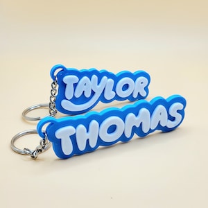 Bluey Inspired Nametag Keychain - Diaper Bag Keyring | Personalized Backpack Tag | Durable Material