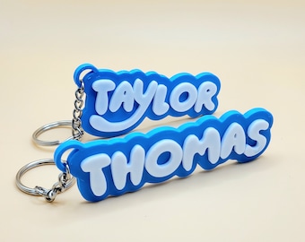 Bluey Inspired Nametag Keychain - Diaper Bag Keyring | Personalized Backpack Tag | Durable Material