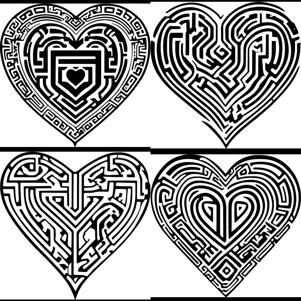 55 Maze Heart SVG With Pattern of Maze SVG Valentine Clipart Heart Maze