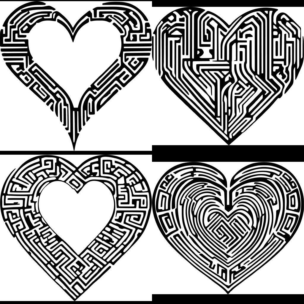 55 Maze Heart SVG With Pattern of Maze SVG Valentine Clipart Heart Maze