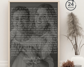 Custom Song Poster, Lyrics Wall Art, Music Art Print, Anniversary Gift, Romantic Couples Decor