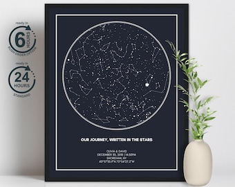 Custom Star Map by Date, Constellation Chart Printable, Anniversary Night Sky Map, Unique Sky Chart, Star Map for Special Occasions