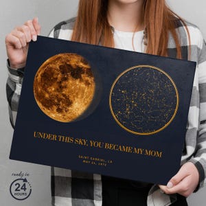 Benutzerdefinierte Mondphase Sternkarte für Mütter - personalisiertes Geschenk für Oma, Mama