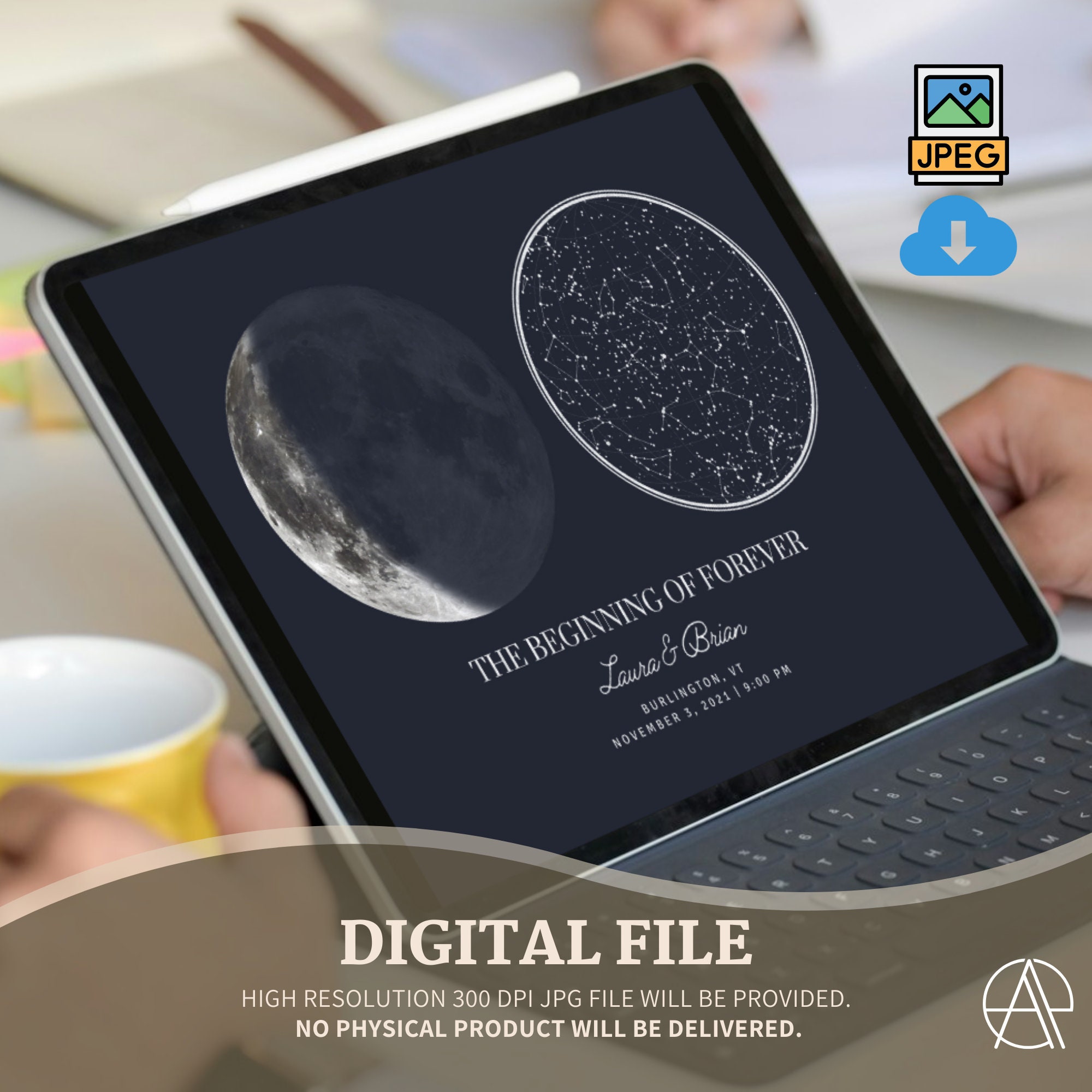 Custom Star Map and Moon Phase, Lunar Art Print, Star Map by Date and ...