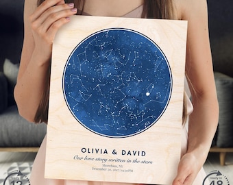 Personalized Star Map by Date and Location, Sky Chart Anniversary Gift, Wedding Gift, Unique Christmas Gift Idea