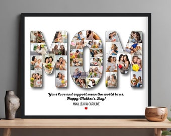 Custom MOM Photo Collage, Gift for Mother or Mother in Low, MOM Photo Gift, Mother Daughter Gift. Custom Photo Gift