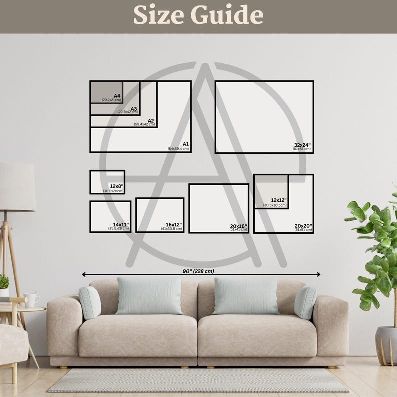 a living room with a couch and a wall with a picture frame
