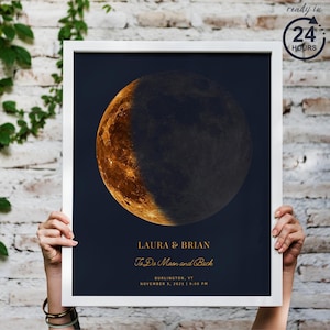 Benutzerdefinierte Mondphase, Himmelsmond Karte, Mondphase Datum Geschenk, Hochzeitstag Druck, personalisierte Baby Mond Poster