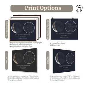 Custom Star Map and Moon Phase, Lunar Art Print, Star Map by Date and ...
