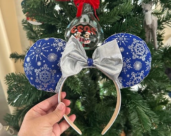 Christmas Blue Snowflakes Themed Ears