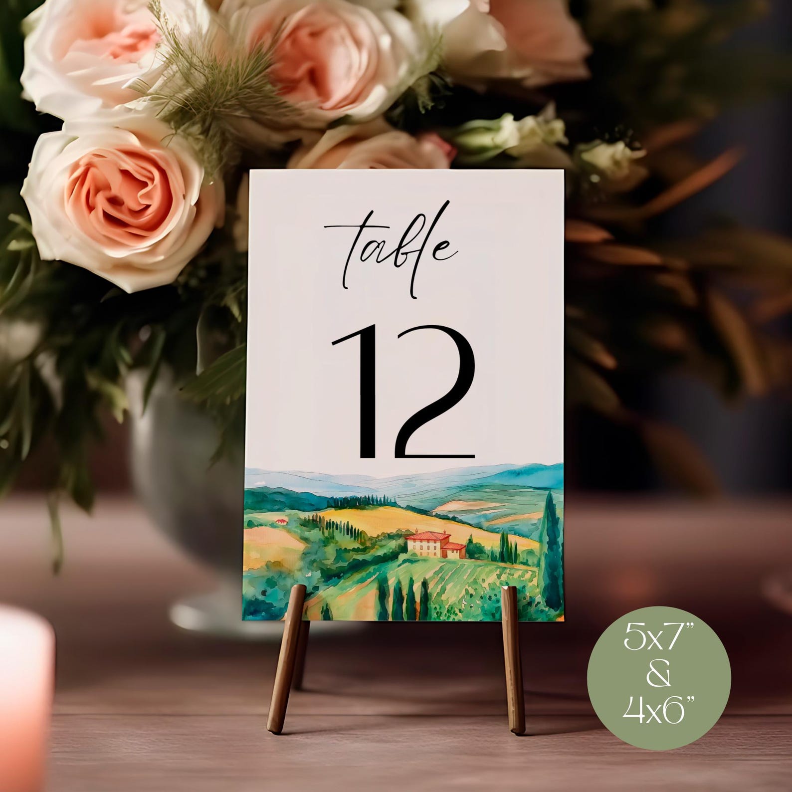 Tuscany Wedding Table Numbers, Custom Table Number Signs, Editable ...