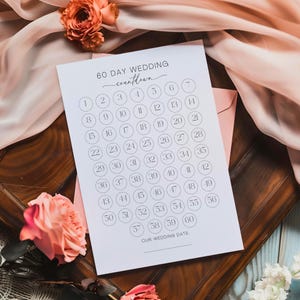 Printable Wedding Countdown, 60 Day Countdown Tracker, Instant Download ...