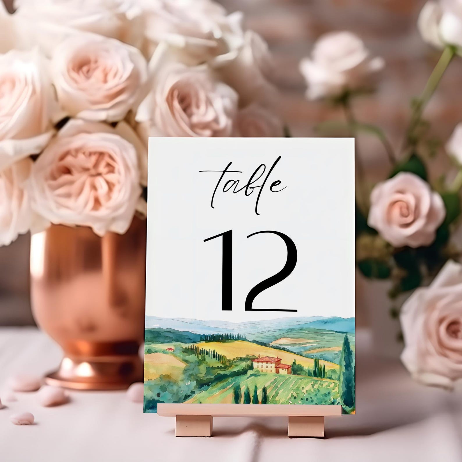 Tuscany Wedding Table Numbers, Custom Table Number Signs, Editable ...