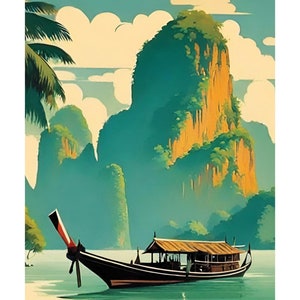 Downloadable Vintage travel poster art Thailand image 10