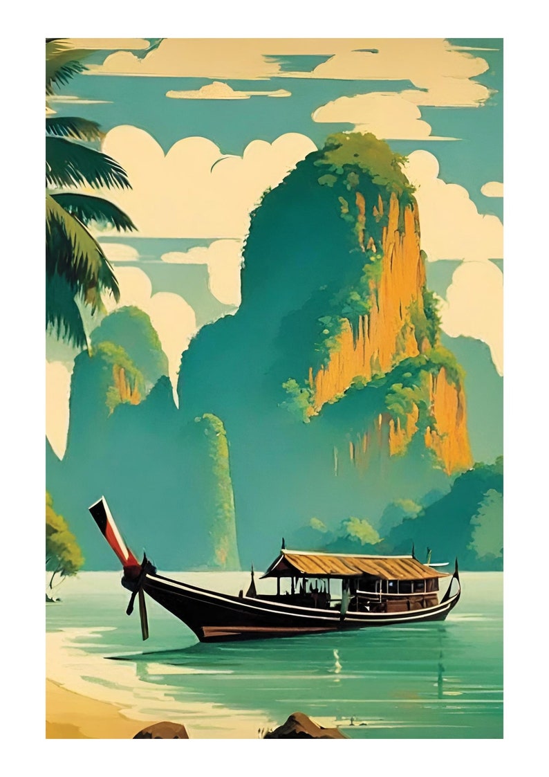 Downloadable Vintage travel poster art Thailand image 10