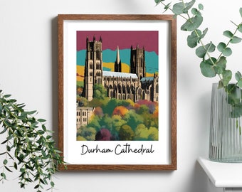 Durham Cathedral, North East England Landmarks, Durham, Art style downloadable Poster