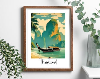 Downloadable Vintage travel poster art Thailand