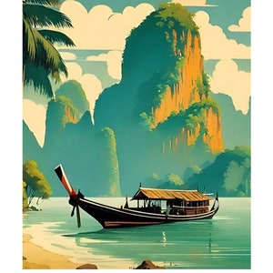 Downloadable Vintage travel poster art Thailand image 9