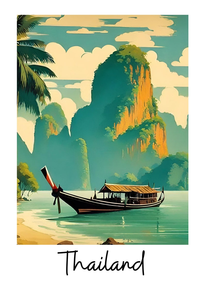 Downloadable Vintage travel poster art Thailand image 9