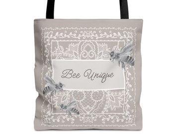 Inspirational Bee Unique Tote Bag, Chic Vintage Carry Bag