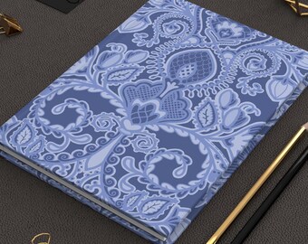 Blue Floral Chinoiserie Hardcover Journal: Hamptons Coastal Notebook