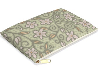 Floral Cosmetic Case: Elegant Flower Girl Gift, Khaki Beige