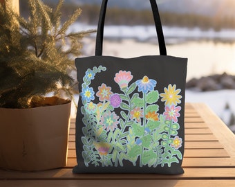 Wildflower Tote Bag: Floral Botanical Design, Reusable Shopping Bag