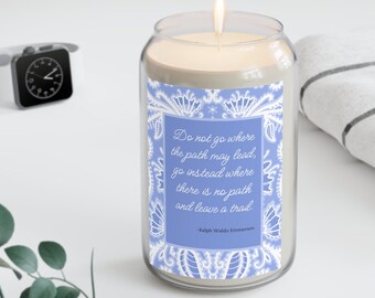 Inspirational Leave a Trail Scented Soy Candle, Blue White Chinoiserie Graduation Gift