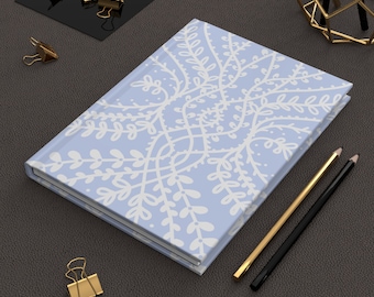Pale Blue Floral Journal: Faux Embroidery Look, Lined Writing Notebook