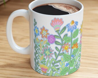 Wildflower Coffee Mug: Cottagecore Floral Gift for Mom
