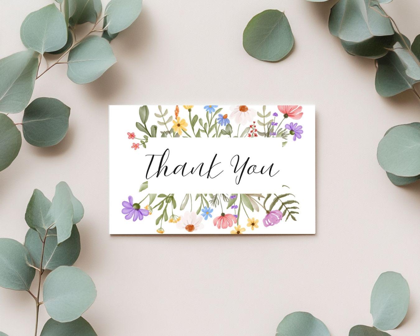 Thank You Card Template | Editable Canva Design With Colorful Floral ...