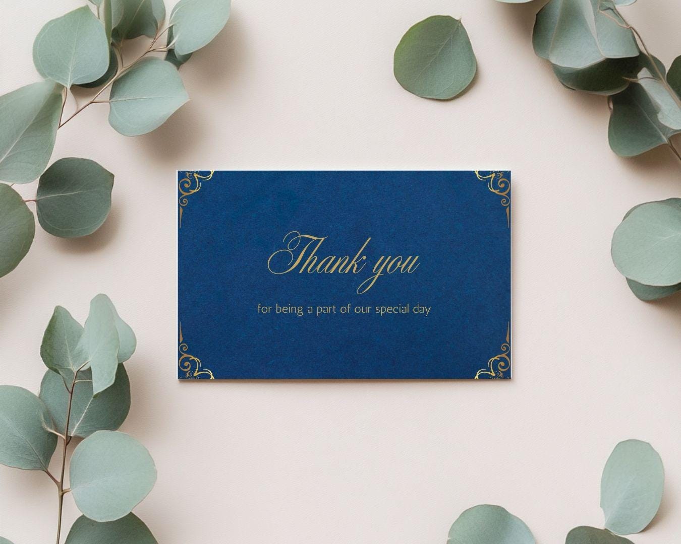 Thank You Card Template | Editable Canva Design in Blue and Gold ...