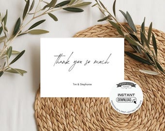 Thank You Card Template | Editable in Canva | Minimalist Design | Instant Download | Customizable Occasion Card | Printable