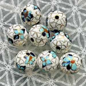 Cloisonné Beads, 1 count, Vintage Cloisonné, Handmade, 15 mm Beads, 1 Bead