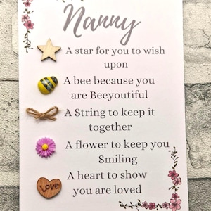 Nanny Geburtstagskarte, Token ich liebe Geschenk, Anerkennung Geschenk, Muttertagsgeschenk für Oma, Kindermädchen, Oma, Geschenk für Nan, Geburtstagsgeschenk für Kindermädchen.