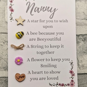 Carte de fête des mères nounou, jeton j'aime, cadeau de remerciement, cadeau de fête des mères pour grand-mère, nounou, grand-mère, cadeau pour grand-mère, cadeau d'anniversaire pour nounou