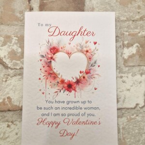 Blumenherz Valentinskarte von Papa an Tochter, Wunsch Valentine Karte, A6 Valentinskarte für Tochter, Geschenk Papa Tochter, Wunsch Armband