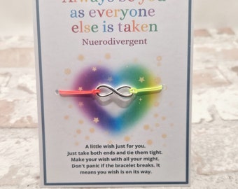 Nuerodivegent wish string bracelet. String bracelet. Autism gift Christmas gift, secret santa, stocking filler, Xmas eve box, adhd gift
