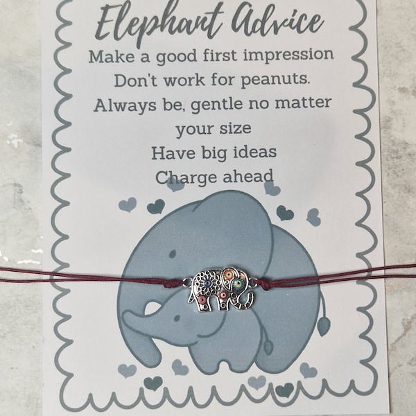 Elephant bracelet uplifting gift, elephant wish string bracelet, positive gift, elephant gift, gift for positivity, gift for her