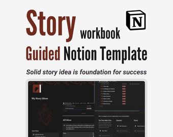 Story Workbook  2nd | Notion Writing Template, Guided, Creating Writing Prompts, Novel Planner, Gifts For Writers, NaNoWriMo, Author, Fanfic