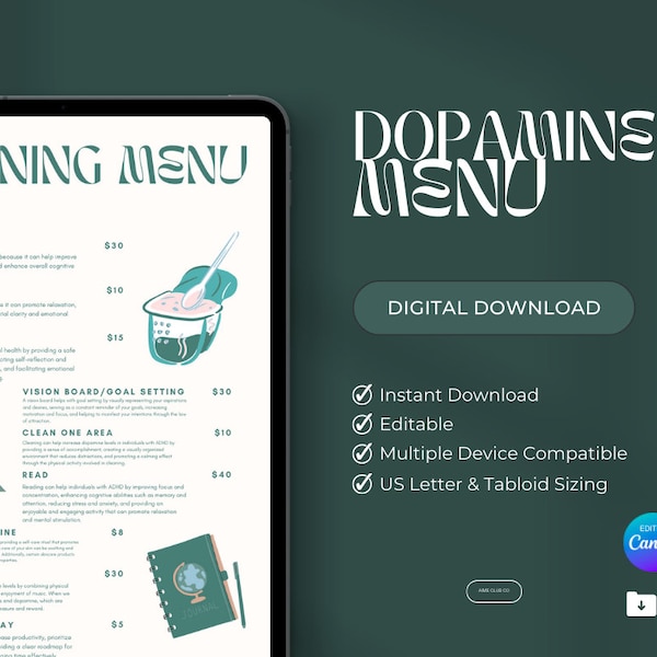 Dopamine Menu Template Etsy Dopamine Menu Template Etsy