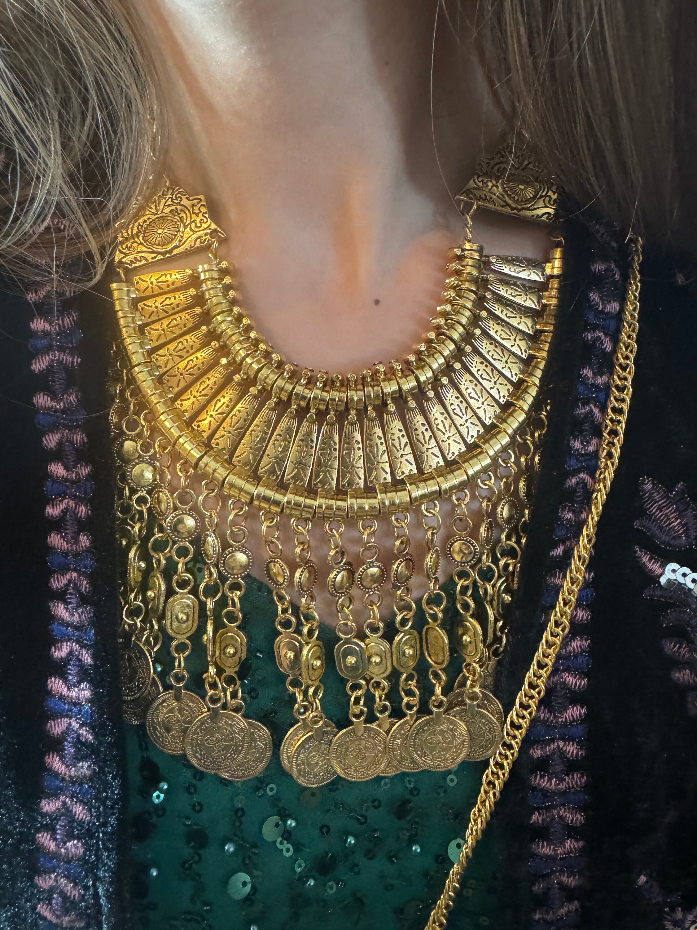 Collier Fantaisie Laiton Bronze Longueur 50 Cm - Bijou Occasion Métal Couleur - Sans Marque