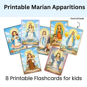 Marian Apparitions Printable Flashcards for Kids| Catholic Mother Mary Devotions, Faith Formation, Catholic Printables, Catholic Homeschool