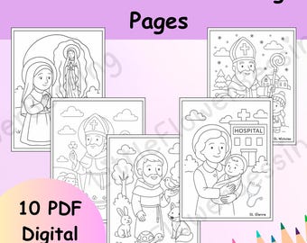 Catholic Saints Coloring Pages, 10 Printable Saints for Kids | All Saints Day Activity, Faith Formation PDF, Catholic Homeschool, Saint page