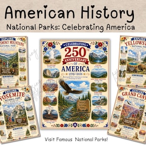 America 250 National Parks Learning Pack | National Parks Printables for Kids | Homeschool Geography | Nature Study | Instant Download
